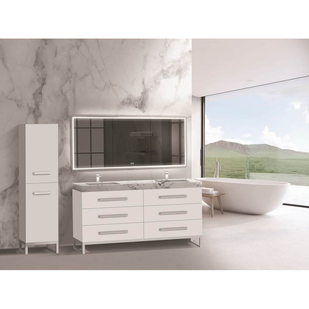 Madeli - Madeli Icon 72'' Free standing Vanity Cabinet in White/HW: Satin Brass(SB) - White With Satin Brass