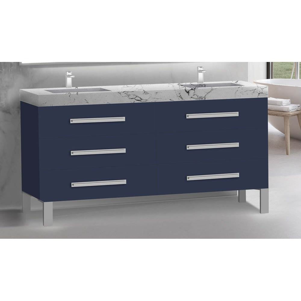 Madeli - Madeli Icon 72'' Free standing Vanity Cabinet in Sapphire/HW: Satin Brass(SB) - Sapphire With Satin Brass