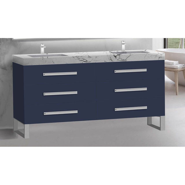 Madeli - Madeli Icon 72'' Free standing Vanity Cabinet in Sapphire/HW: Matte Black(MB) - Sapphire With Matte Black