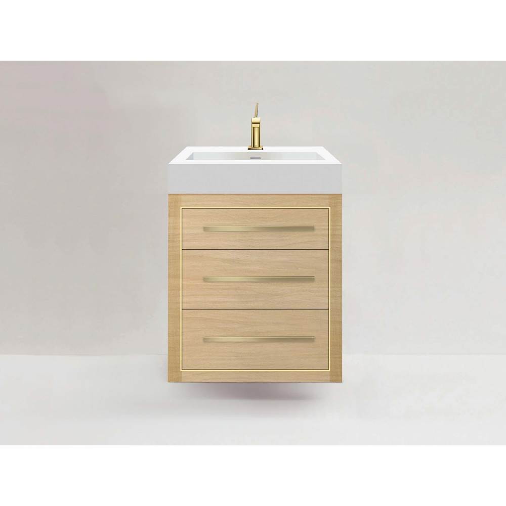 Madeli - Madeli Villa 24'' Wall hung Vanity Cabinet in Natural Oak/HW: Polished Chrome(PC) - Natural Oak With Polished Chrome