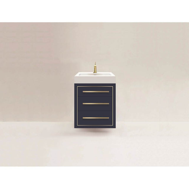 Madeli - Madeli Villa 24'' Wall hung  Vanity Cabinet in Sapphire/HW: Polished Nickel(PN) - Sapphire With Polished Nickel