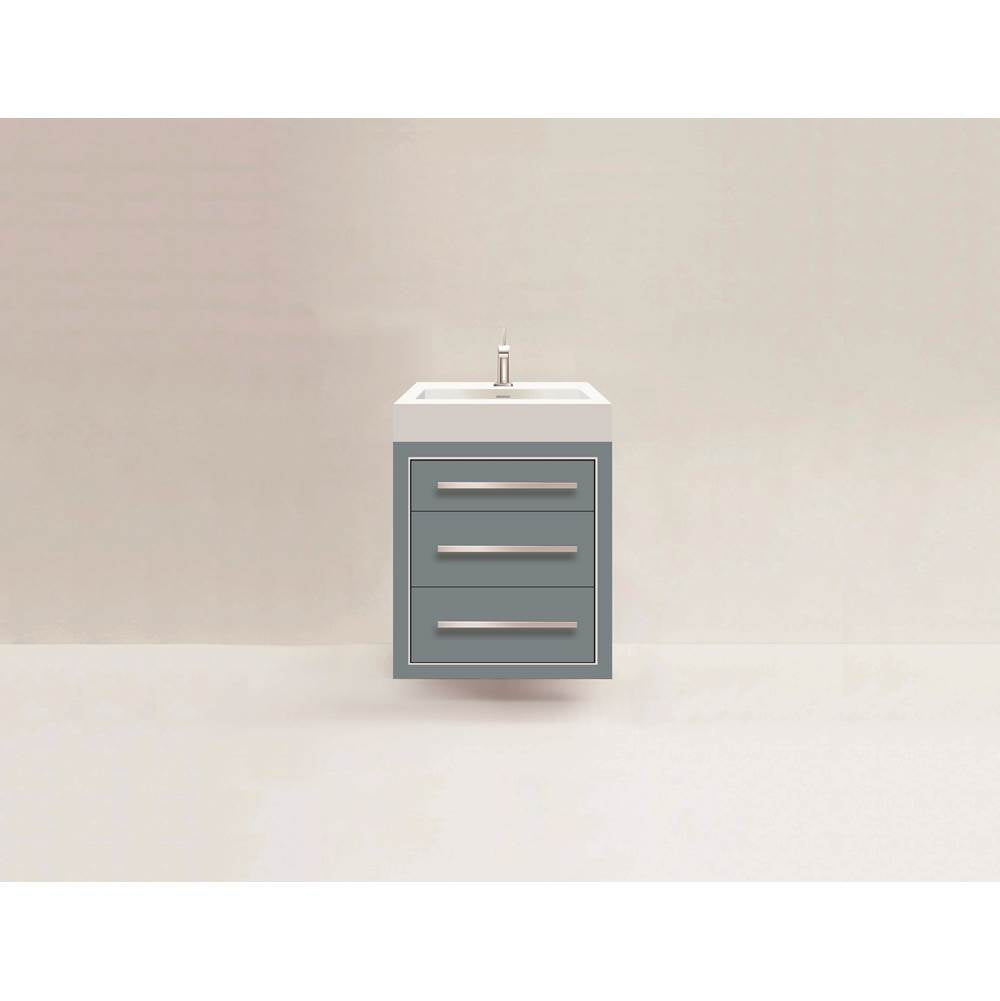 Madeli - Madeli Villa 24'' Wall hung  Vanity Cabinet in Studio Grey/HW: Brushed Nickel(BN) - Studio Gray With Brushed Nickel