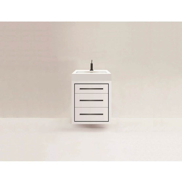 Madeli - Madeli Villa 24'' Wall hung  Vanity Cabinet in White/HW: Polished Chrome(PC) - White With Polished Chrome