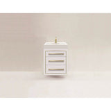 Madeli - Madeli Villa 24'' Wall hung  Vanity Cabinet in White/HW: Satin Brass(SB) - White With Satin Brass