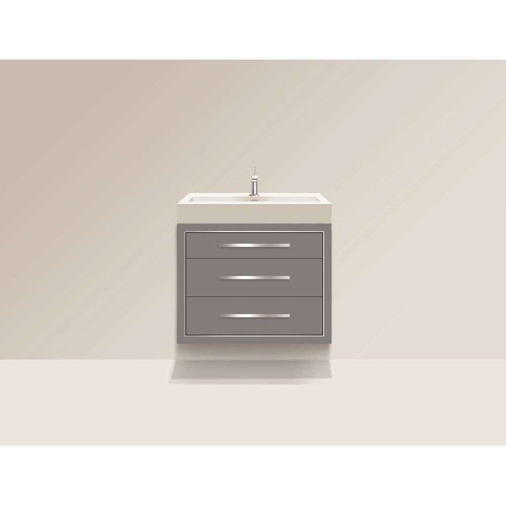 Madeli - Madeli Villa 30'' Wall hung  Vanity Cabinet in Studio Grey/HW: Satin Brass(SB) - Studio Gray With Satin Brass