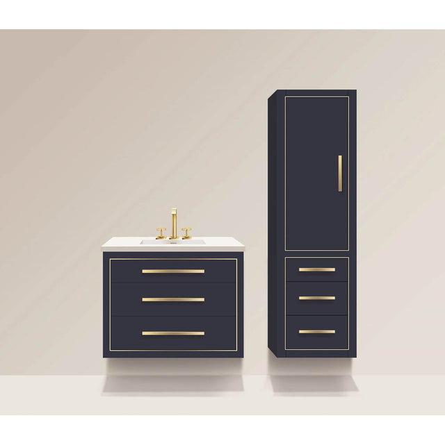 Madeli - Madeli Villa 36'' Wall hung  Vanity Cabinet in Sapphire/HW: Polished Nickel(PN) - Sapphire With Polished Nickel