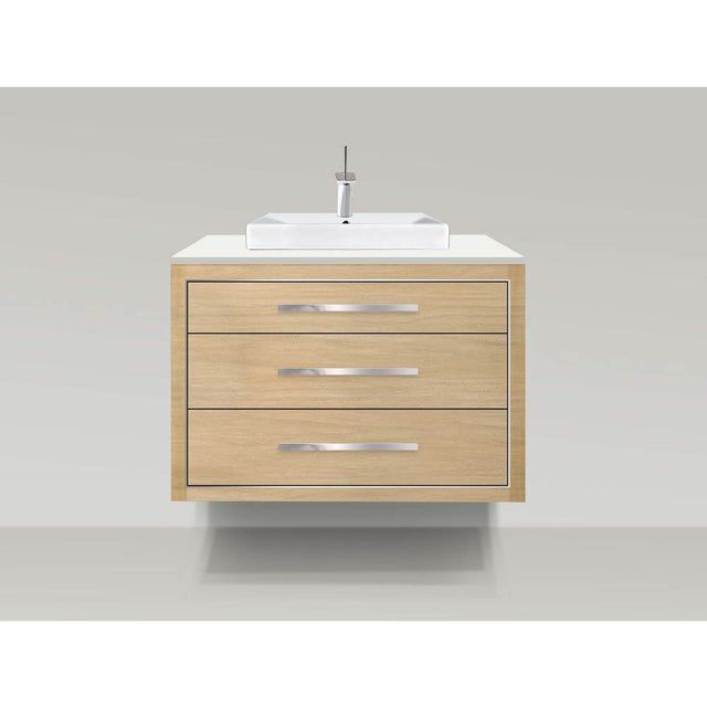 Madeli - Madeli Villa 42'' Wall hung Vanity Cabinet in Natural Oak/HW: Matte Black(MB) - Natural Oak With Matte Black