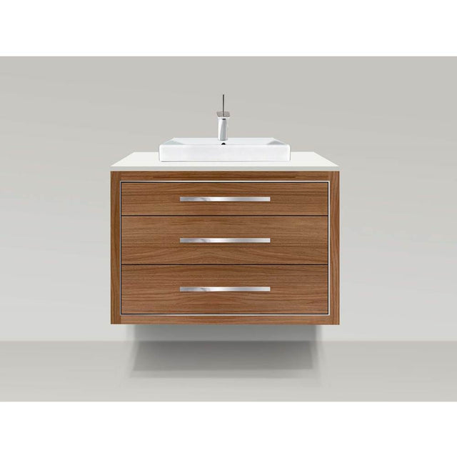 Madeli - Madeli Villa 42'' Wall hung Vanity Cabinet in Natural Walnut/HW: Brushed Nickel(BN) - Natural Walnut With Brushed Nickel