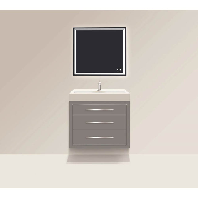 Madeli - Madeli Villa 42'' Wall hung  Vanity Cabinet in Studio Grey/HW: Polished Chrome(PC) - Studio Gray With Polished Chrome