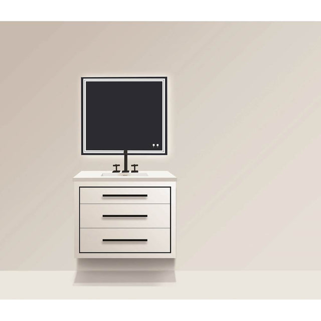 Madeli - Madeli Villa 42'' Wall hung  Vanity Cabinet in White/HW: Polished Nickel(PN) - White With Polished Nickel