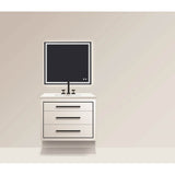 Madeli - Madeli Villa 42'' Wall hung  Vanity Cabinet in White/HW: Satin Brass(SB) - White With Satin Brass
