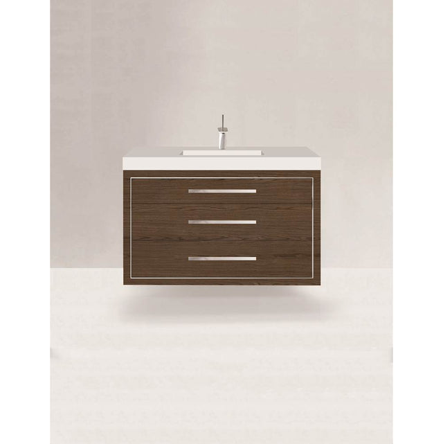 Madeli - Madeli Villa 48C'' Wall hung  Vanity Cabinet in Brandy/HW: Satin Brass(SB) - Brandy With Satin Brass