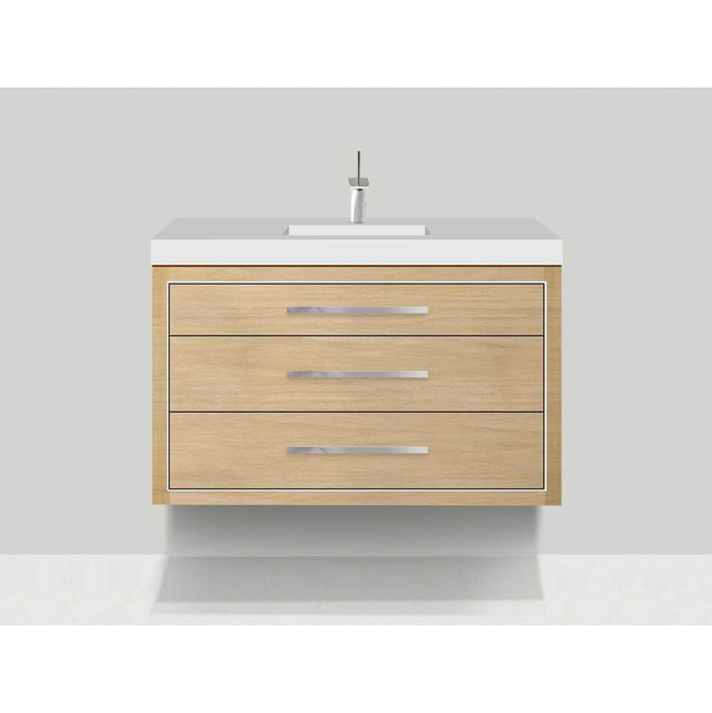Madeli - Madeli Villa 48C'' Wall hung  Vanity Cabinet in Natural Oak/HW: Brushed Nickel(BN) - Natural Oak With Brushed Nickel