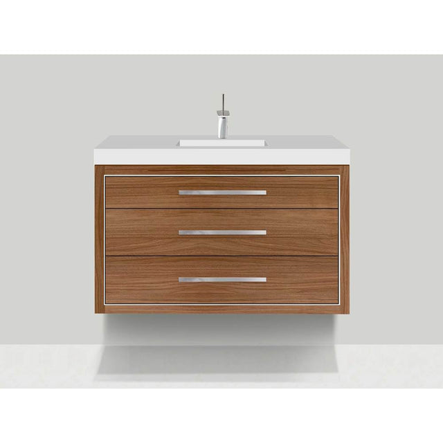 Madeli - Madeli Villa 48C'' Wall hung Vanity Cabinet in Natural Walnut/HW: Polished Chrome(PC) - Natural Walnut With Polished Chrome