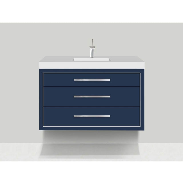 Madeli - Madeli Villa 48C'' Wall hung  Vanity Cabinet in Sapphire/HW: Satin Brass(SB) - Sapphire With Satin Brass