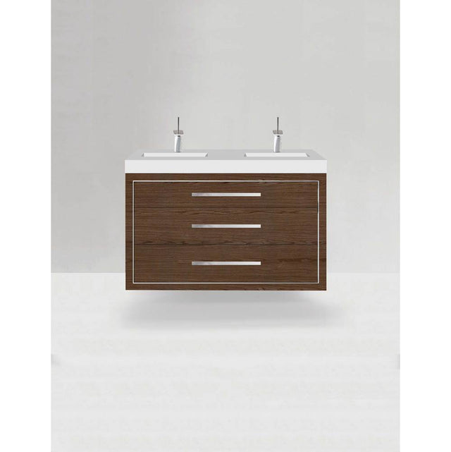 Madeli - Madeli Villa 48C'' Wall hung Vanity Cabinet in Brandy/HW: Satin Brass(SB) - Brandy With Satin Brass