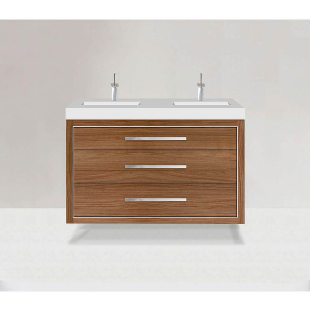 Madeli - Madeli Villa 48D'' Wall hung Vanity Cabinet in Natural Walnut/HW: Polished Chrome(PC) - Natural Walnut With Polished Chrome