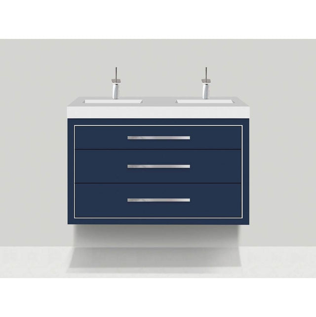 Madeli - Madeli Villa 48C'' Wall hung Vanity Cabinet in Sapphire/HW: Matte Black(MB) - Sapphire With Matte Black