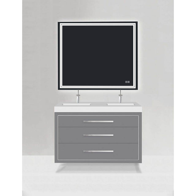Madeli - Madeli Villa 48C'' Wall hung Vanity Cabinet in Studio Grey/HW: Brushed Nickel(BN) - Studio Gray With Brushed Nickel