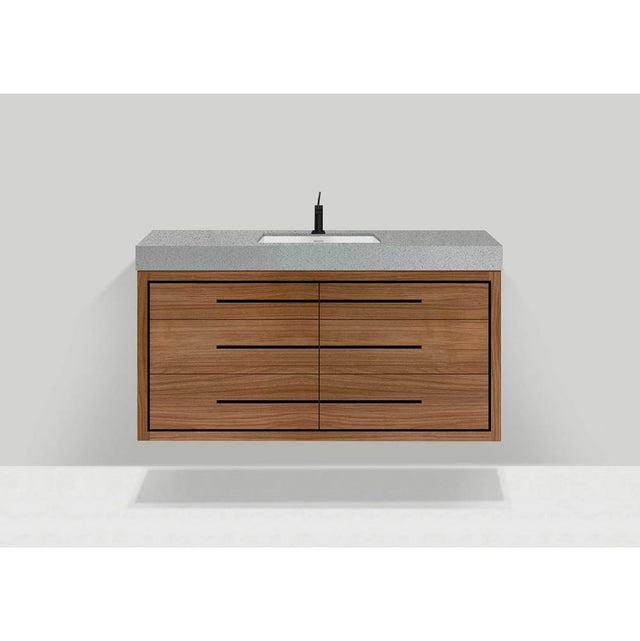 Madeli - Madeli Villa 60C'' Wall hung Vanity Cabinet in Natural Walnut/HW: Matte Black(MB) - Natural Walnut With Matte Black