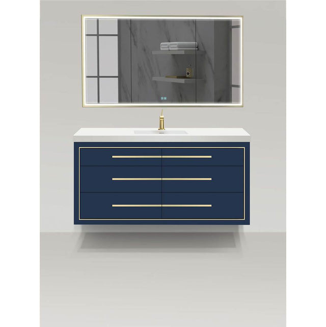 Madeli - Madeli Villa 60C'' Wall hung Vanity Cabinet in Sapphire/HW: Brushed Nickel(BN) - Sapphire With Brushed Nickel