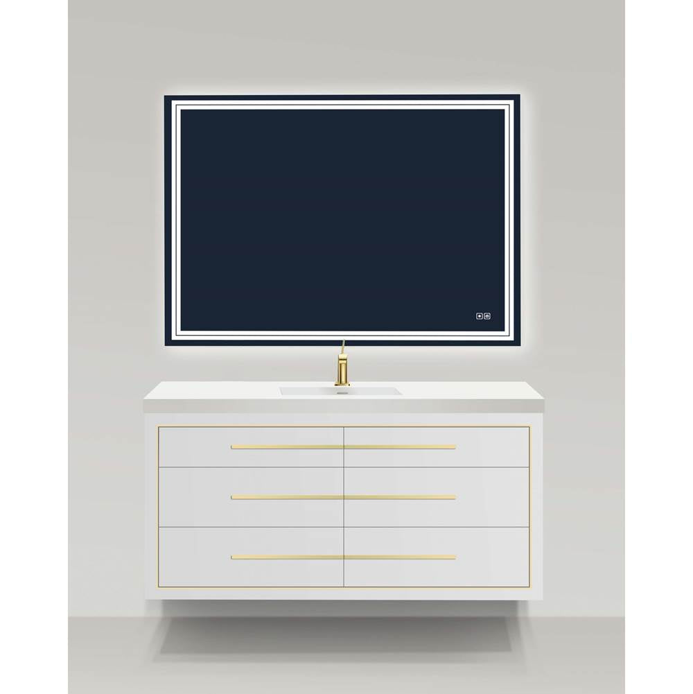 Madeli - Madeli Villa 60C'' Wall hung Vanity Cabinet in White/HW: Brushed Nickel(BN) - White With Brushed Nickel