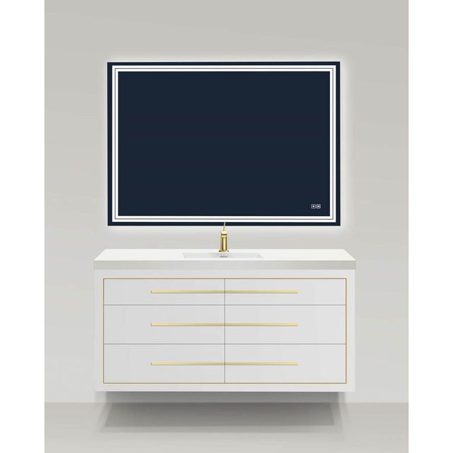 Madeli - Madeli Villa 60C'' Wall hung Vanity Cabinet in White/HW: Brushed Nickel(BN) - White With Brushed Nickel