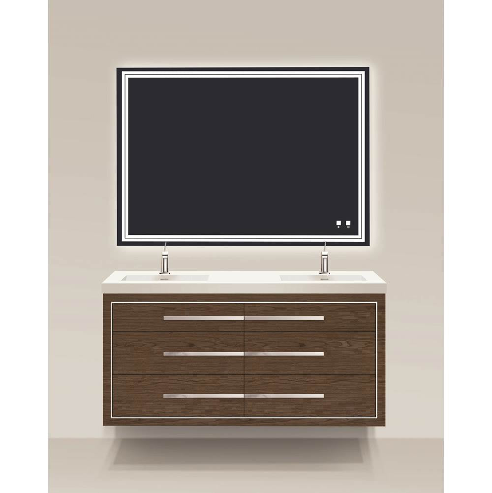 Madeli - Madeli Villa 60D'' Wall hung  Vanity Cabinet in Brandy/HW: Satin Brass(SB) - Brandy With Satin Brass