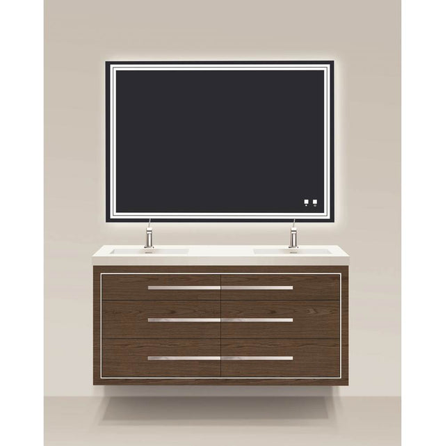 Madeli - Madeli Villa 60D'' Wall hung  Vanity Cabinet in Brandy/HW: Satin Brass(SB) - Brandy With Satin Brass