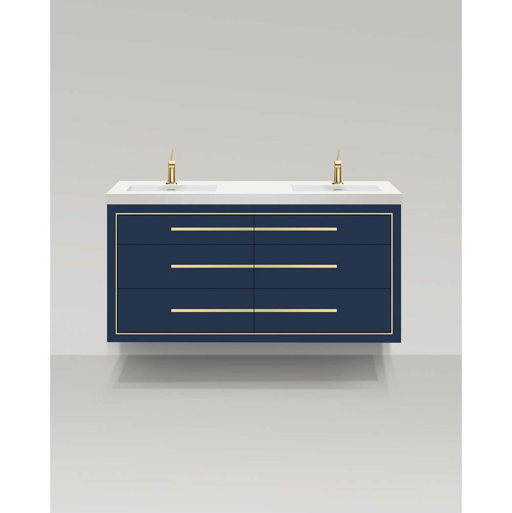 Madeli - Madeli Villa 60D'' Wall hung Vanity Cabinet in Sapphire/HW: Brushed Nickel(BN) - Sapphire With Brushed Nickel