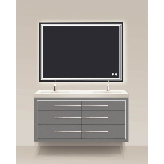 Madeli - Madeli Villa 60D'' Wall hung  Vanity Cabinet Studio Grey/HW: Matte Black(MB) - Studio Gray With Matte Black
