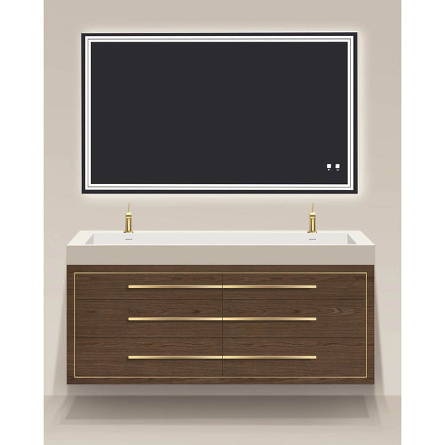 Madeli - Madeli Villa 72'' Wall hung  Vanity Cabinet Brandy/HW: Matte Black(MB) - Brandy With Matte Black