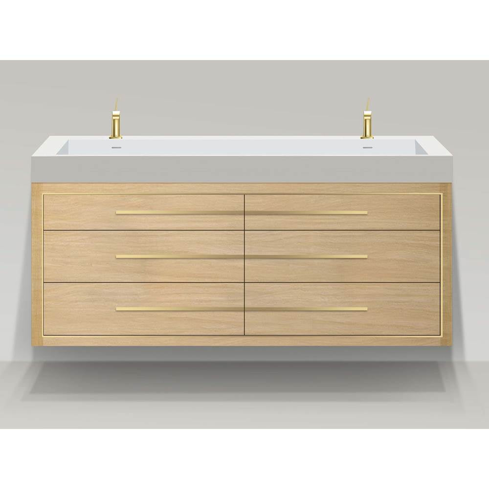 Madeli - Madeli Villa 72'' Wall hung Vanity Cabinet in Natural Oak/HW: Polished Nickel(PN) - Natural Oak With Polished Nickel