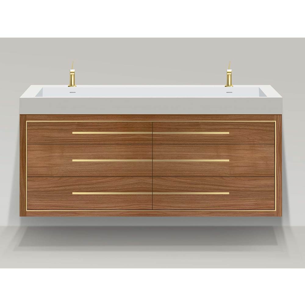 Madeli - Madeli Villa 72'' Wall hung Vanity Cabinet in Natural Walnut/HW: Matte Black(MB) - Natural Walnut With Matte Black