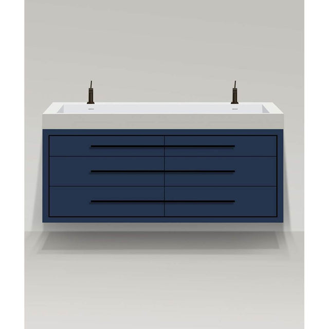 Madeli - Madeli Villa 72'' Wall hung Vanity Cabinet in Sapphire/HW: Satin Brass(SB) - Sapphire With Satin Brass