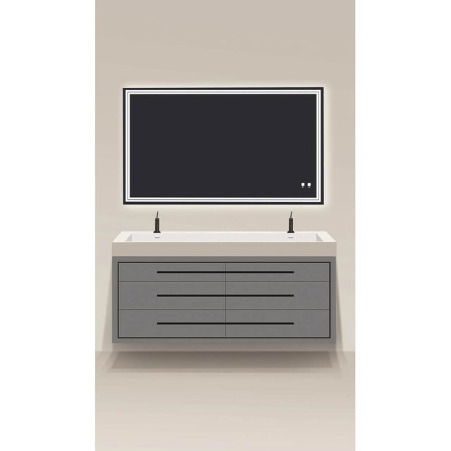Madeli - Madeli Villa 72'' Wall hung  Vanity Cabinet Studio Grey/HW: Polished Chrome(PC) - Studio Gray With Polished Chrome