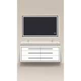 Madeli - Madeli Villa 72'' Wall hung  Vanity Cabinet White/HW: Satin Brass(SB) - White With Satin Brass