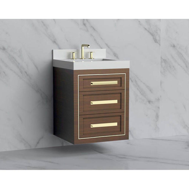 Madeli - Madeli Renaissance 24'' Wall hung Vanity Cabinet in Brandy/HW: Handles Brushed Nickel(BN) - Brandy With Brushed Nickel