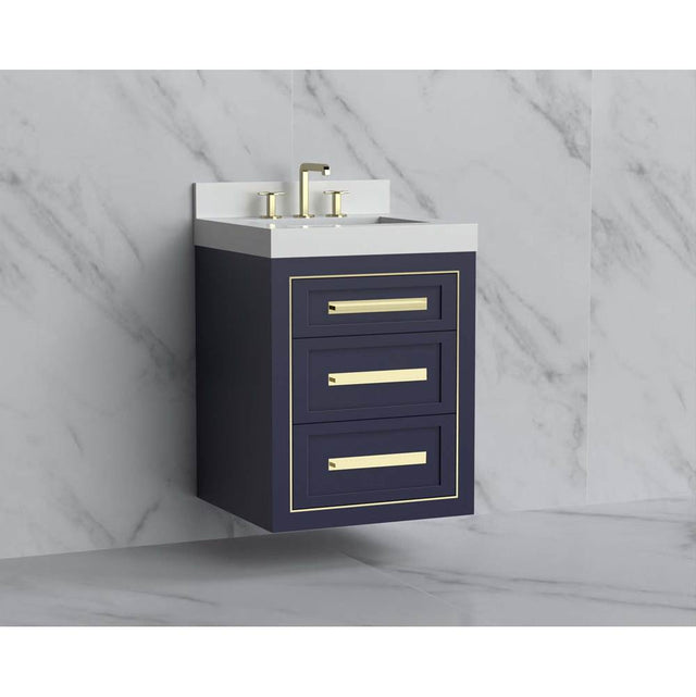Madeli - Madeli Renaissance 24'' Wall hung Vanity Cabinet in Sapphire/HW: Handles Polished Chrome(PC) - Sapphire With Polished Chrome
