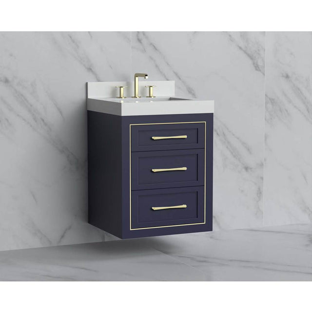 Madeli - Madeli Renaissance 24'' Wall hung Vanity Cabinet in Sapphire/HW: Handles Polished Nickel(PN) - Sapphire With Polished Nickel