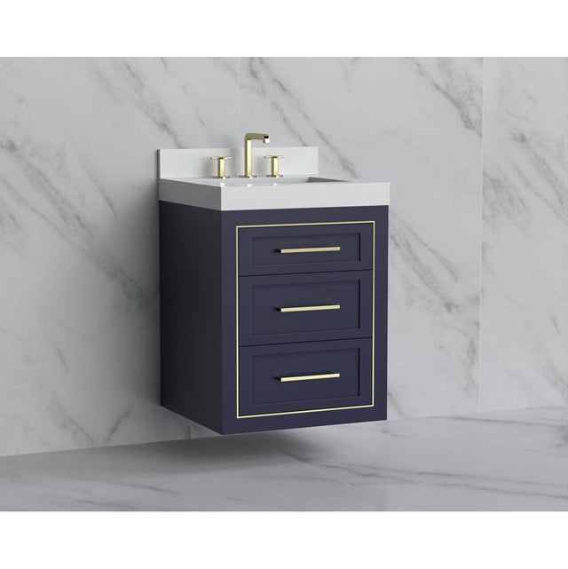 Madeli - Madeli Renaissance 24'' Wall hung Vanity Cabinet in Sapphire/HW: Handles Polished Nickel(PN) - Sapphire With Polished Nickel