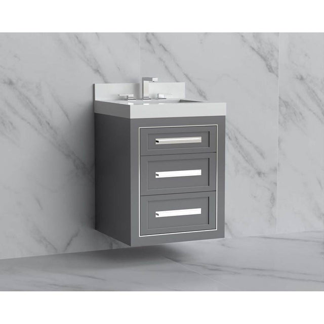 Madeli - Madeli Renaissance 24'' Wall hung Vanity Cabinet in Studio Grey/HW: Handles Polished Chrome(PC) - Studio Gray With Polished Chrome