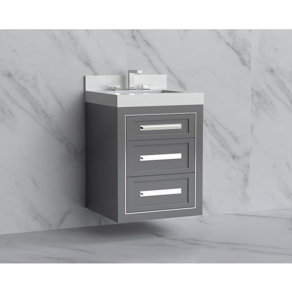 Madeli - Madeli Renaissance 24'' Wall hung Vanity Cabinet in Studio Grey/HW: Handles Polished Nickel(PN) - Studio Gray With Polished Nickel