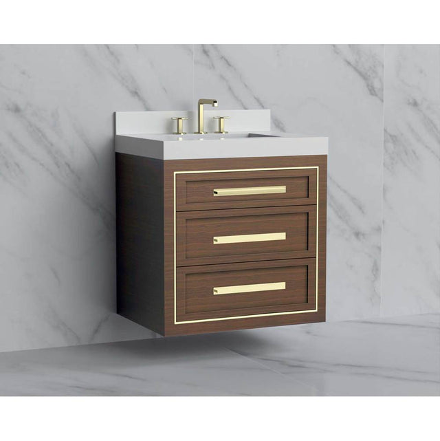 Madeli - Madeli Renaissance 30'' Wall hung Vanity Cabinet in Brandy/HW: Handles Polished Chrome(PC) - Brandy With Polished Chrome