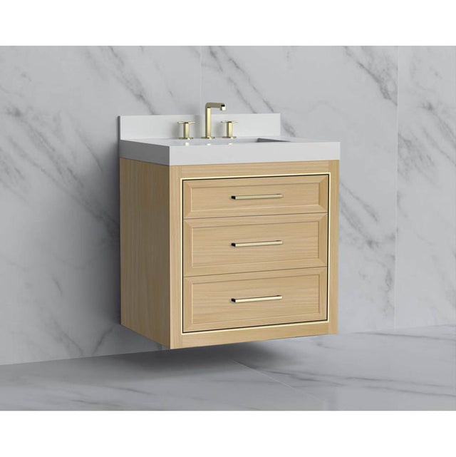 Madeli - Madeli Renaissance 30'' Wall hung Vanity Cabinet in Natural Oak/HW: Handles Polished Chrome(PC) - Natural Oak With Polished Chrome