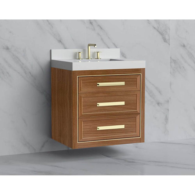Madeli - Madeli Renaissance 30'' Wall hung Vanity Cabinet in Natural Walnut/HW: Handles Polished Chrome(PC) - Natural Walnut With Polished Chrome