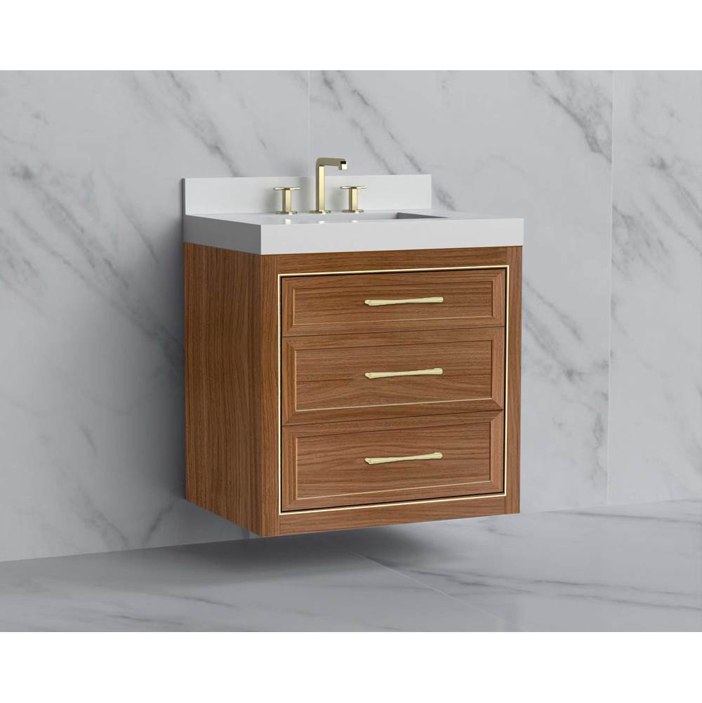 Madeli - Madeli Renaissance 30'' Wall hung Vanity Cabinet in Natural Walnut/HW:Handles Polished Chrome(PC) - Natural Walnut With Polished Chrome