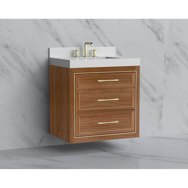 Madeli - Madeli Renaissance 30'' Wall hung Vanity Cabinet in Natural Walnut/HW:Handles Polished Chrome(PC) - Natural Walnut With Polished Chrome