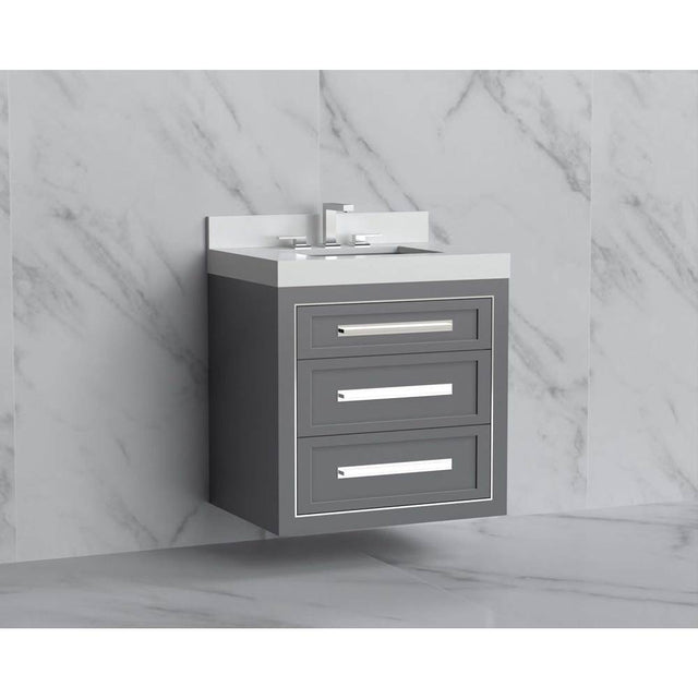 Madeli - Madeli Renaissance 30'' Wall hung Vanity Cabinet in Studio Grey/HW: Handles Satin Brass(SB) - Studio Gray With Satin Brass