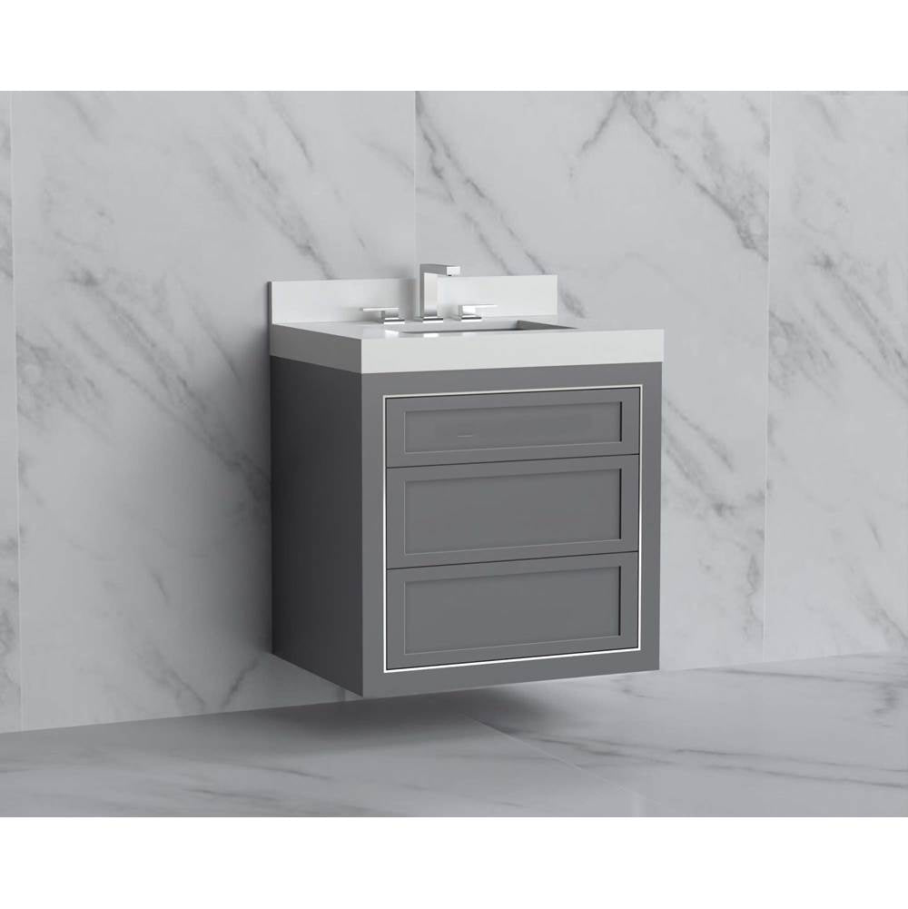 Madeli - Madeli Renaissance 30'' Wall hung Vanity Cabinet in Studio Grey - No Handles - Inlay in Matte Black(MB) - Studio Gray With Matte Black